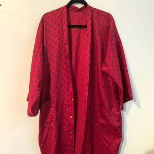 Night Gown / Cover up Red w/ Green Pattern